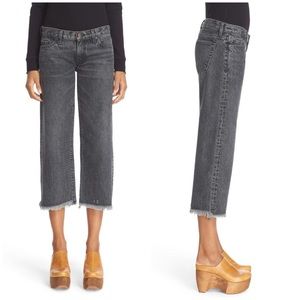 Simon Miller Lapin Wide Leg Frayed Hem Crop Jeans